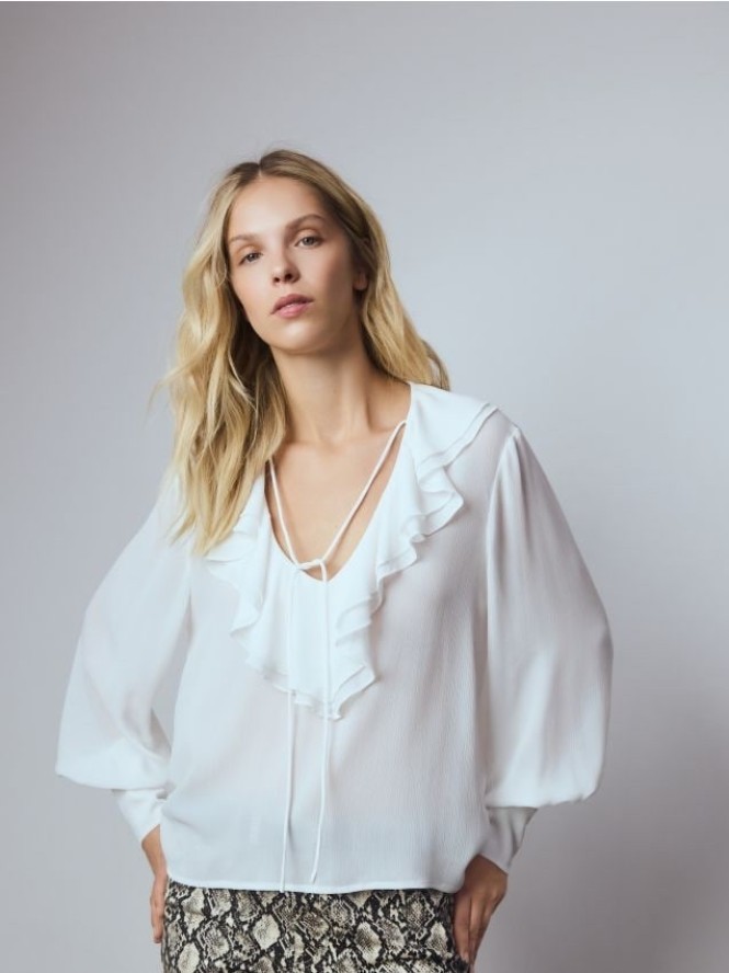 Bluzka z falbanami - złamana biel