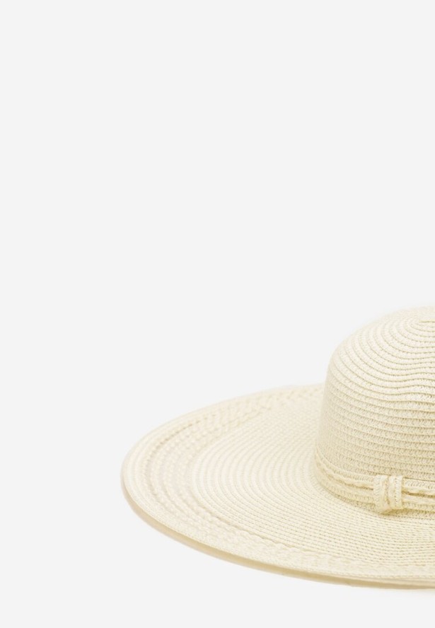 Jasnobeżowy Kapelusz Plażowy z Plecionki w stylu Boho Amicuralia