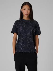 4F T-shirt relaxed z nadrukiem damski - szary XS