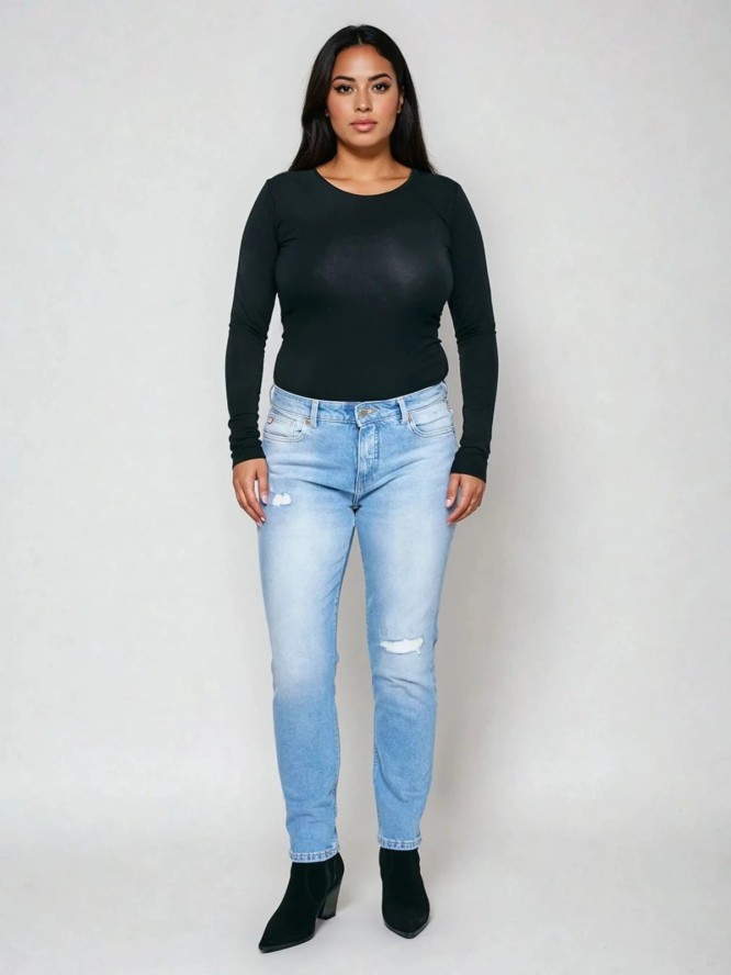 Jeansy damskie z podszytymi dziurami niebieskie Maggie 233