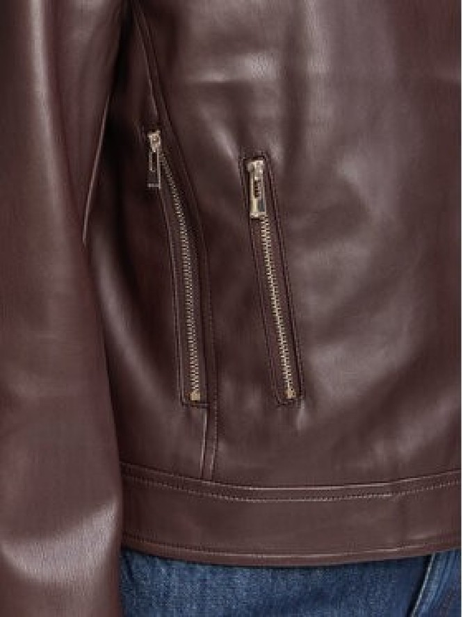 Morgan Kurtka z imitacji skóry 262-GEFF Bordowy Slim Fit