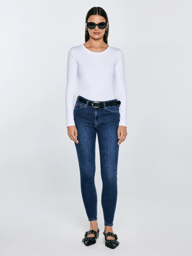 Jeansy damskie push up z wysokim stanem granatowe Melinda High Waist 517