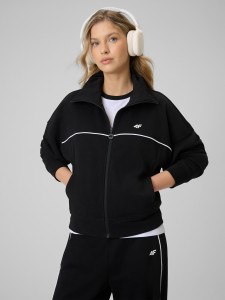 4F Bluza dresowa regular bez kaptura damska - czarna XS