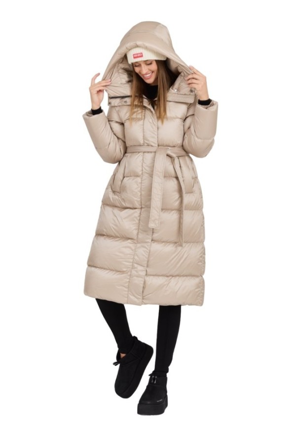 HETREGO Beżowy damski puchowy płaszcz Karen Woman Quilted Coat, Rozmiar 42 EU - 46 IT