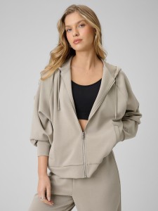 4F Bluza dresowa regular z modalem damska - beżowa XL