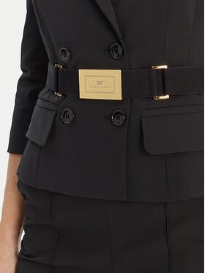 Elisabetta Franchi Marynarka GI-224-61E2-V590 Czarny Regular Fit