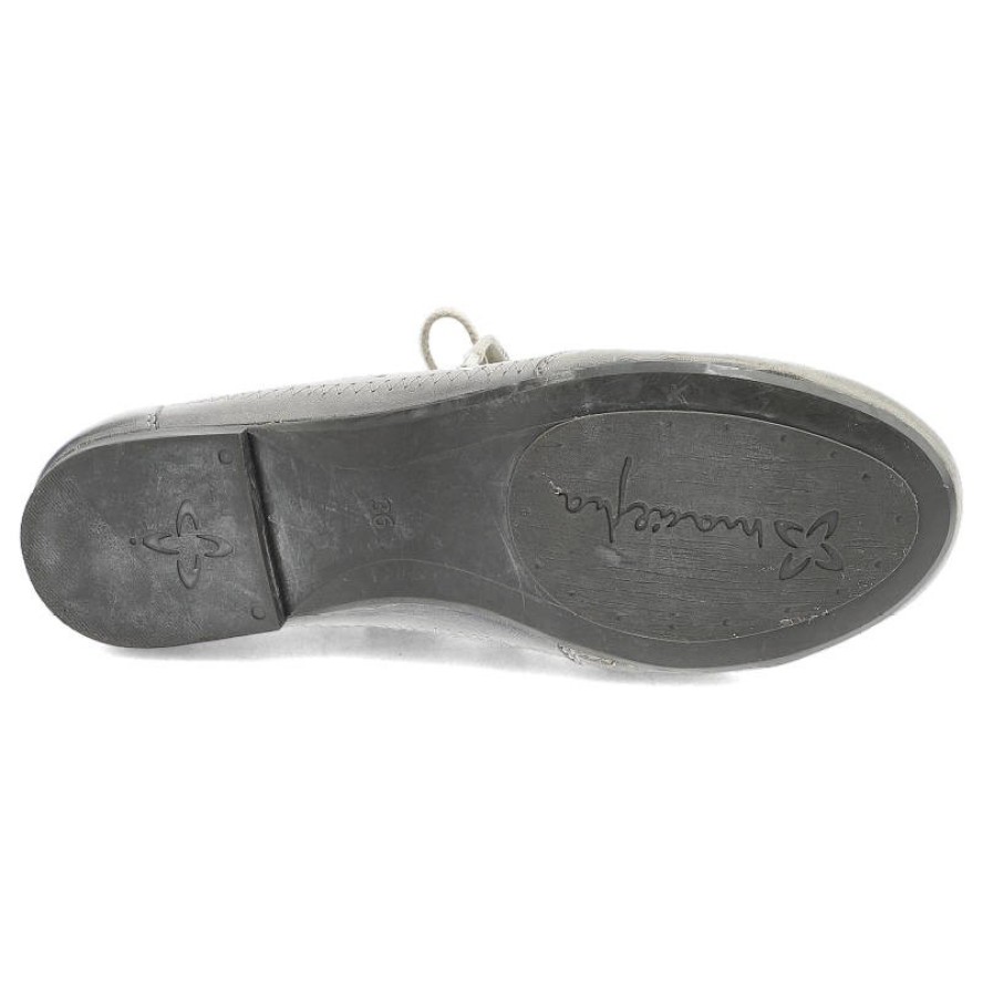 Szare Półbuty Maciejka Wygodne Skórzane Buty Damskie