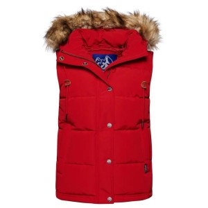 Damska kurtka puchowa bez rękawów ze sztucznego futra Superdry Everest