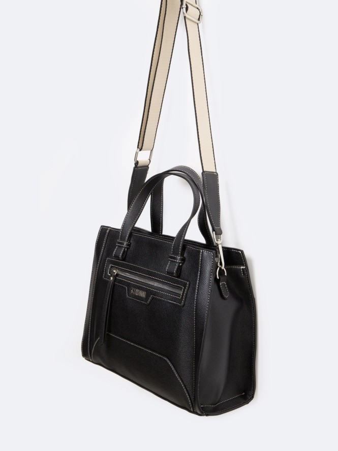 Torebka damska do ręki z dodatkowym paskiem czarna Marana 906