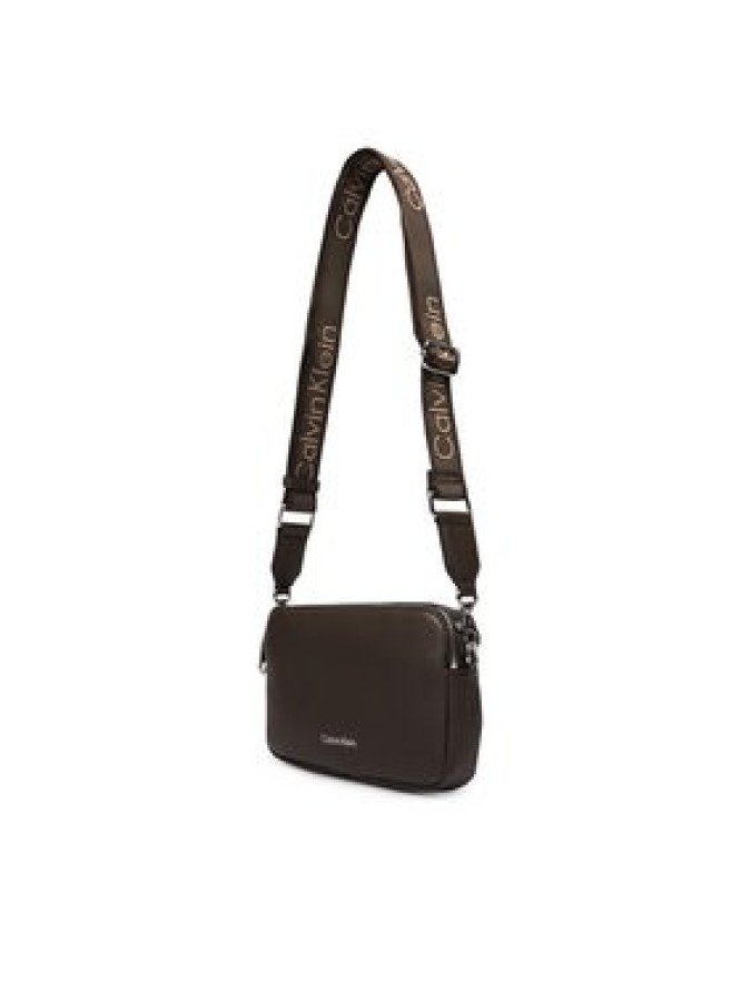 Calvin Klein Torebka Webbing 2X Strap Camera Bag LV04F3656G Brązowy ciemny