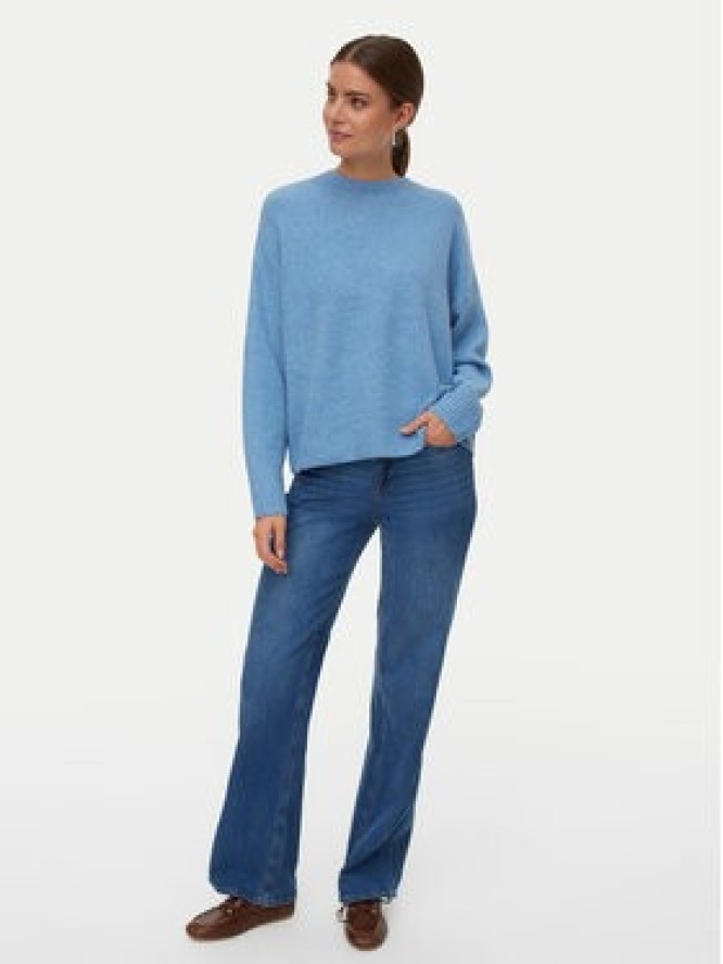 Vero Moda Sweter Vmboom 10320463 Błękitny Loose Fit