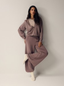 4F Bluza dresowa regular z modalem damska - brązowa XS