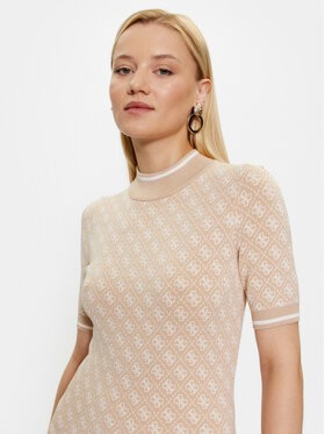 Guess Sukienka dzianinowa W3YK39 Z37K0 Beżowy Slim Fit
