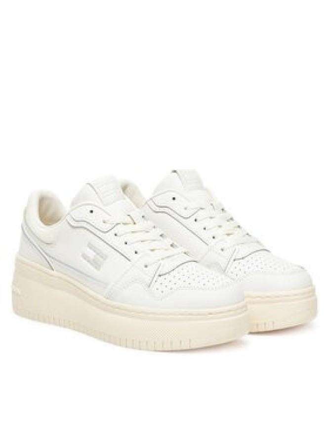 Tommy Jeans Sneakersy Tjw Retro Basket Flatform EN0EN02840 Écru