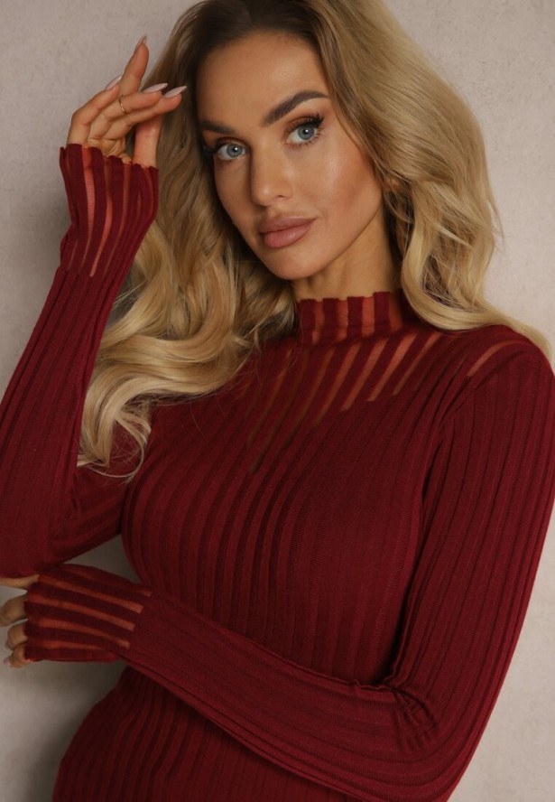 Bordowy Golf z Prześwitującymi Wstawkami Nirelle