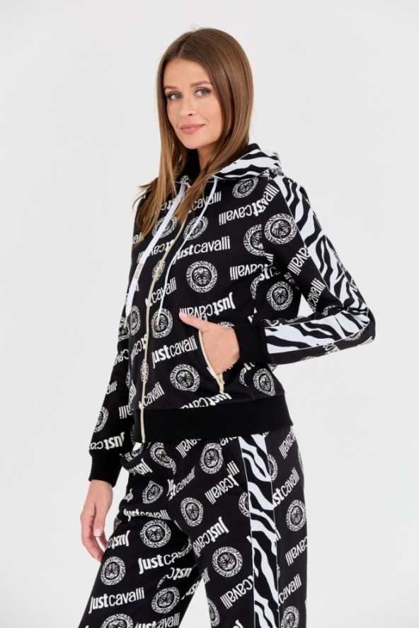 JUST CAVALLI Czarna damska bluza Logo Tigre, Rozmiar M