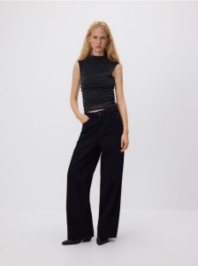 Jeansy wide leg z wysokim stanem - czarny