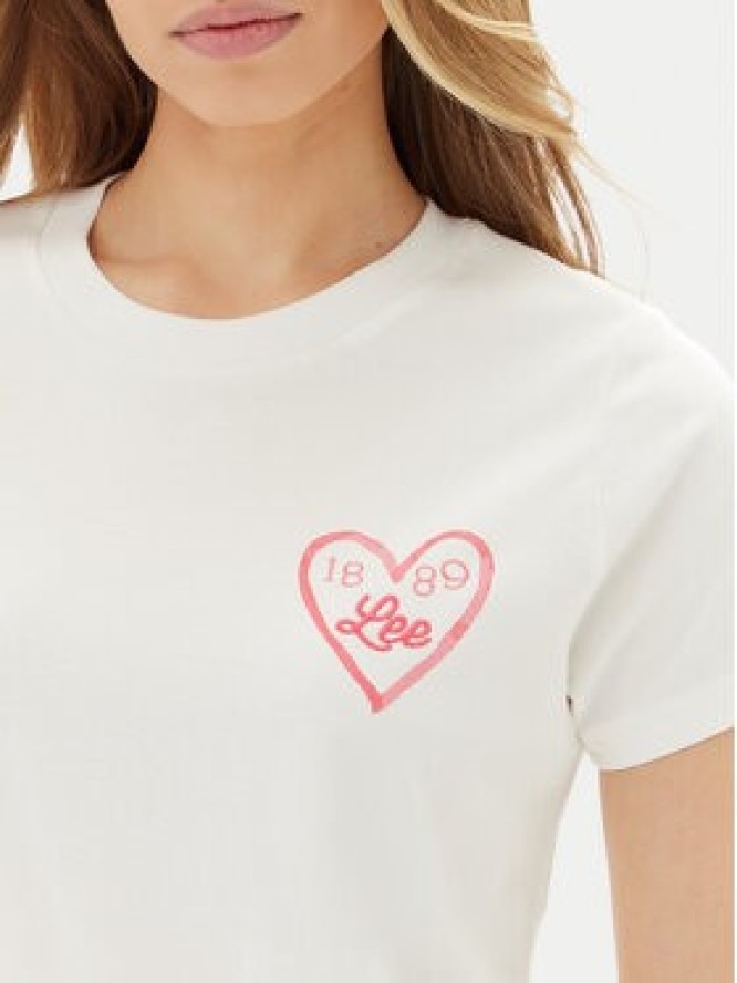 Lee T-Shirt Small Logo 112363635 Biały Regular Fit