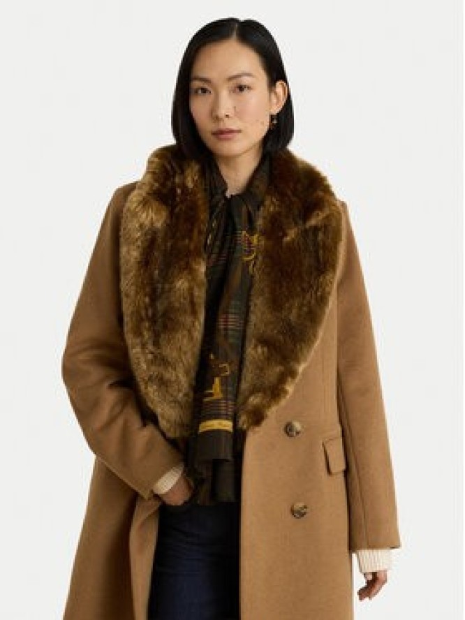LAUREN RALPH LAUREN Płaszcz wełniany 297P23450001 Brązowy jasny Oversize