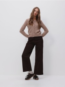 Kardigan z domieszką alpaki - brązowy