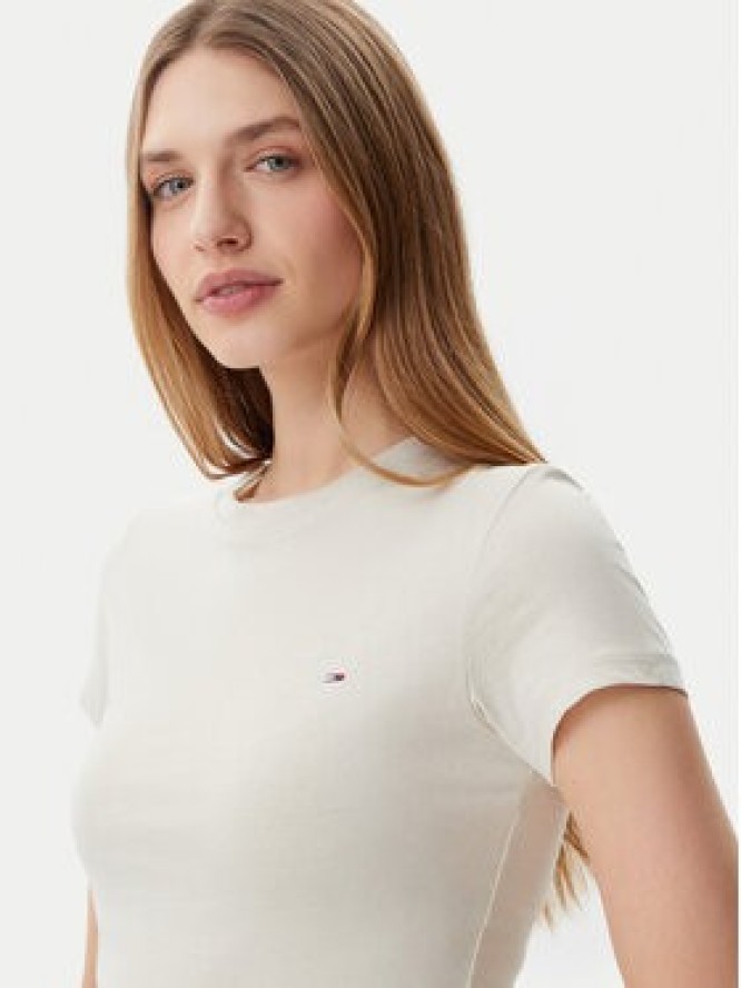 Tommy Jeans T-Shirt DW0DW20459 Beżowy Slim Fit