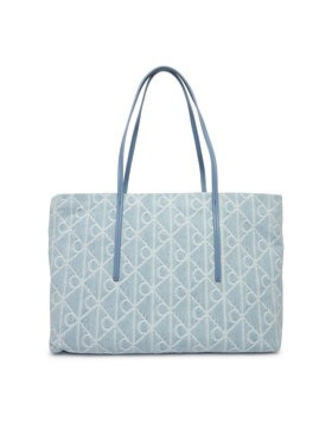 Calvin Klein Torebka Emblem Aop Denim Tote W/ Pouch LV04F3428G Niebieski