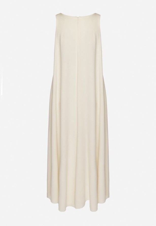 Jasnobeżowy Kombinezon z Wiskozą i Broszką Kwiatu 3D Odellira