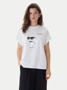 KARL LAGERFELD T-Shirt A2W17115 Biały Loose Fit