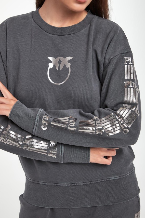 Bluza damska crewneck z logo Mindelo PINKO