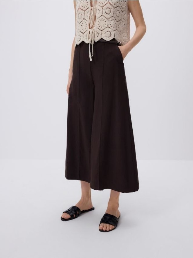 Spodnie culotte z modalu - ciemnobrązowy