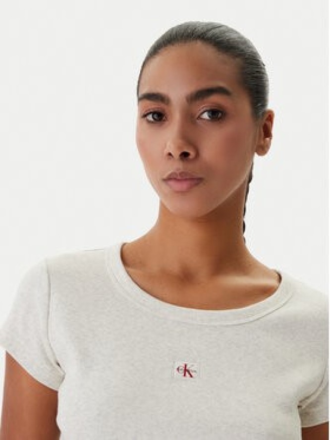 Calvin Klein Jeans T-Shirt LV047C200G Beżowy Slim Fit