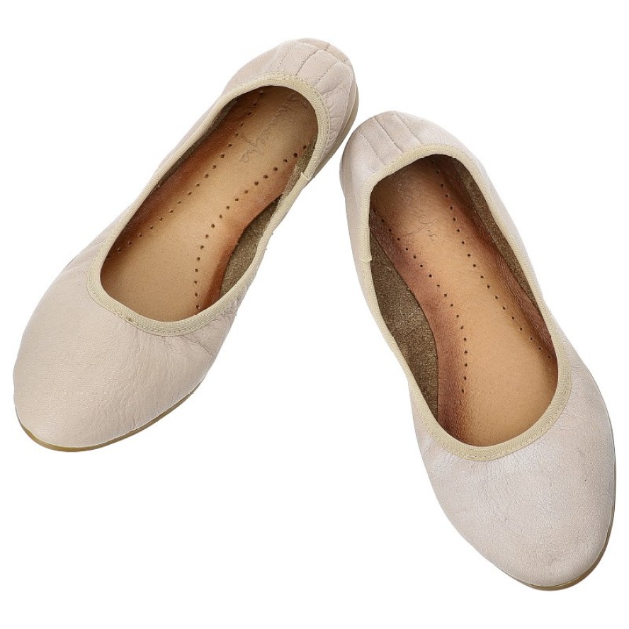 Beżowe Baleriny Maciejka Damskie Wygodne Buty