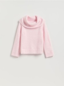 Sweter z wełną alpaki - pastelowy róż