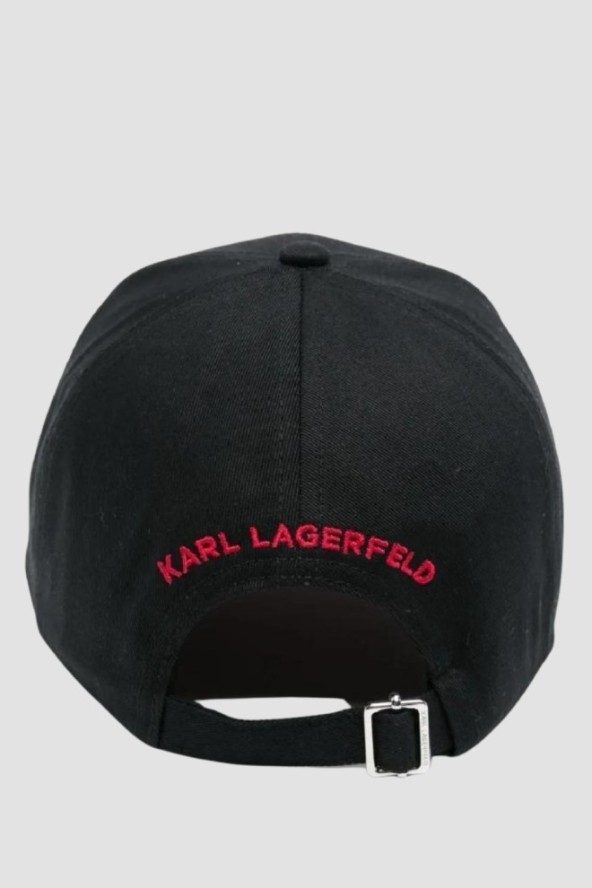 KARL LAGERFELD Czapka z daszkiem damska ze zmiennym logo na rzep Ikon