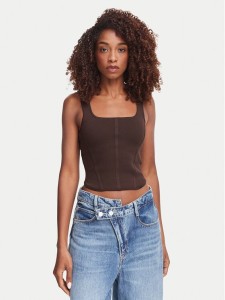 Guess Top W6YZ08 Z0979 Brązowy ciemny Slim Fit