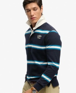 superdry Vintage Athletic Stripe Rugby Top bawełniany - NAVY STRIPE