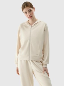 BLUZA DRESOWA DAMSKA 4F ROZPINANA Z KAPTUREM XS TSWSF1577 KOLOR BEŻOWY