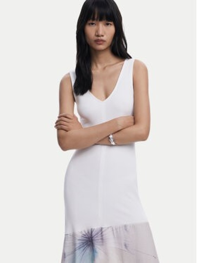 Desigual Sukienka codzienna Dita 25WWVK38 Biały Slim Fit