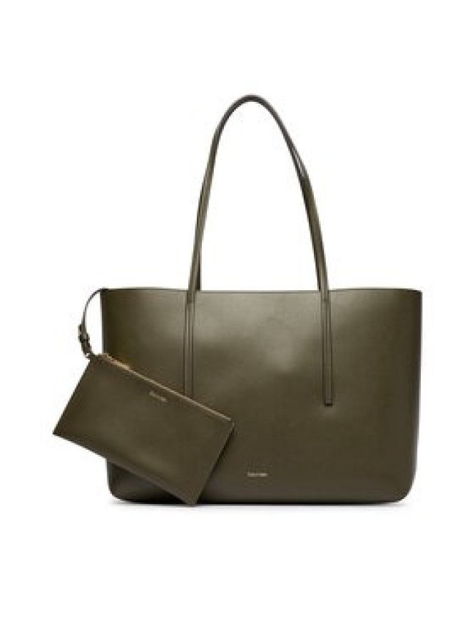Calvin Klein Torebka Foil Logo Tote W/Pouch LV04F3274G Zielony ciemny