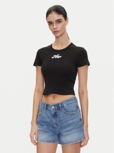 HUGO T-Shirt Delanor_2 50539132 Czarny Cropped Fit