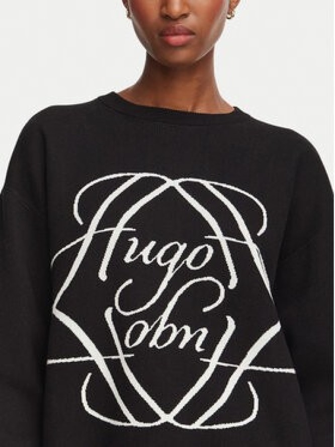 HUGO Sweter Siennale 50562692 Czarny Oversize