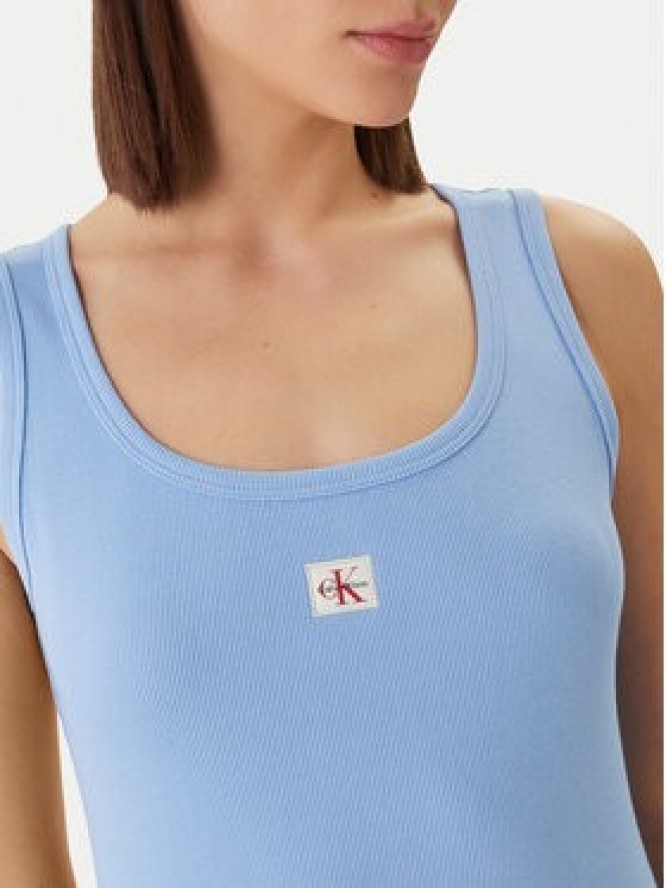 Calvin Klein Jeans Sukienka codzienna Baby Rib LV047F257G Błękitny Slim Fit