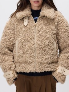 Kurtka ze sztucznego baranka - kremowy