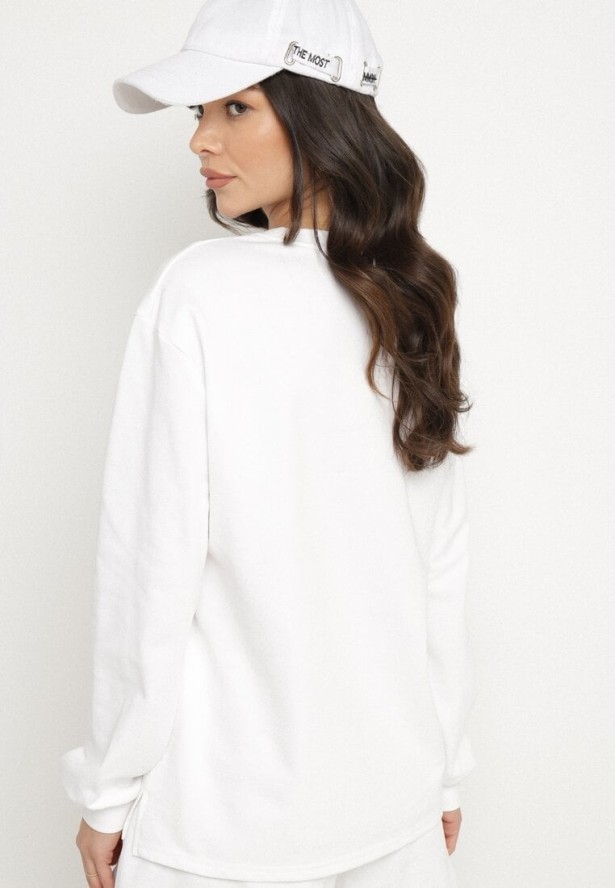 Biała Bawełniana Bluza z Nadrukiem z Wiśniami Lilzeki