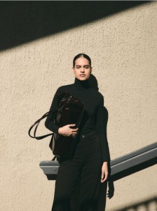 Skórzana torebka shopper - mahoniowy