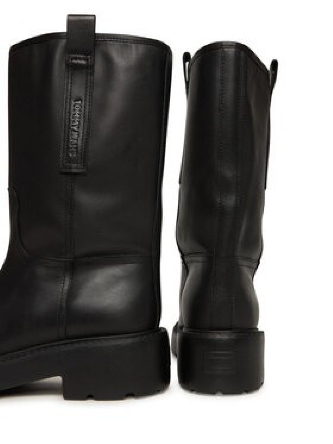 Tommy Jeans Botki Tjw Leather Mid Tubular Boot EN0EN02834 Czarny