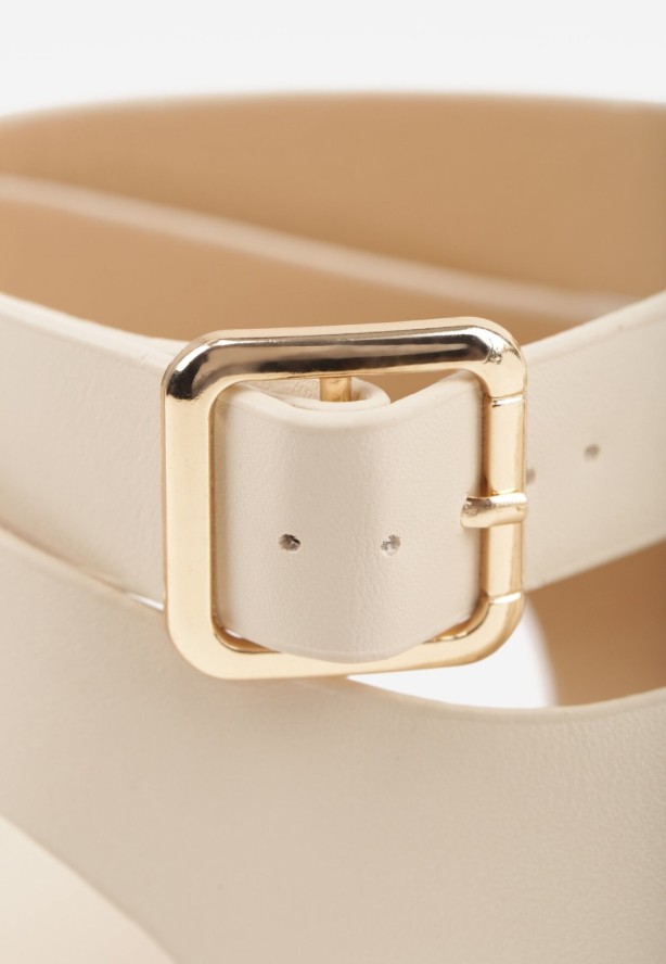 Beżowe Sandały Japonki z Paskiem na Palec i Paskiem Wokół Kostki Vivanya