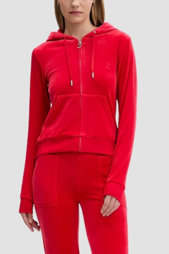 JUICY COUTURE Czerwona bluza damska Robertson Hoodie, Rozmiar L