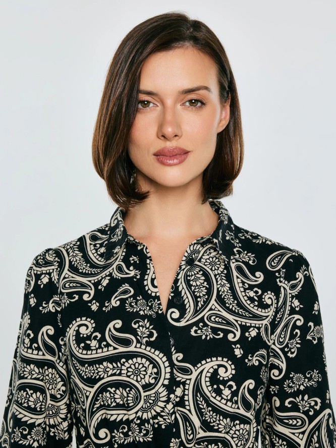 Sukienka damska midi ze wzorem paisley czarna Mazekin 907