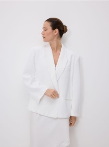 Marynarka oversize z domieszką wełny - biały